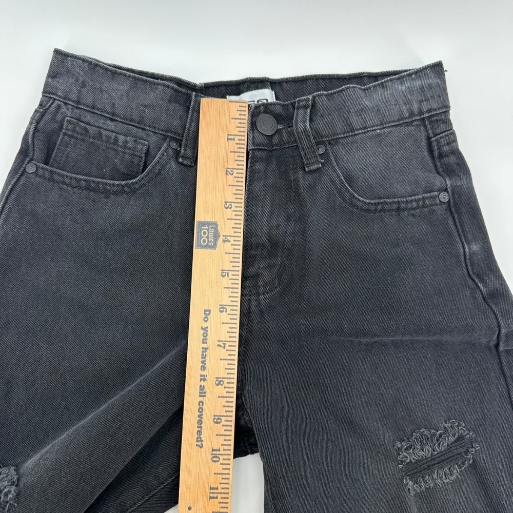 RSQ 90's Jeans Girls 10 Black Denim Cotton Distressed Ripped High Rise Tapered - Picture 8 of 9